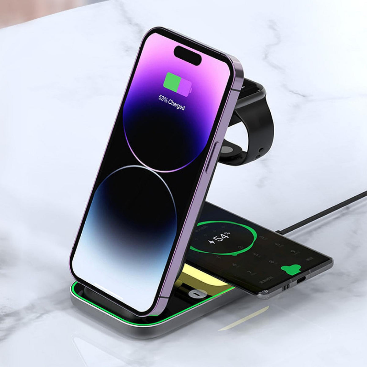 Y-WCS01 3-in-1 Magnetic Wireless Charging Stand Black