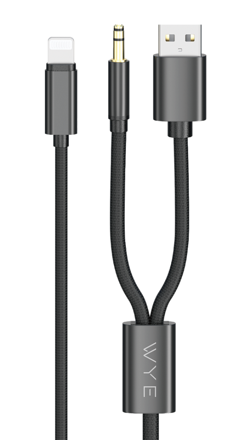 Y-AX02-2IN1 AUX Audio Cable 1.2M Black