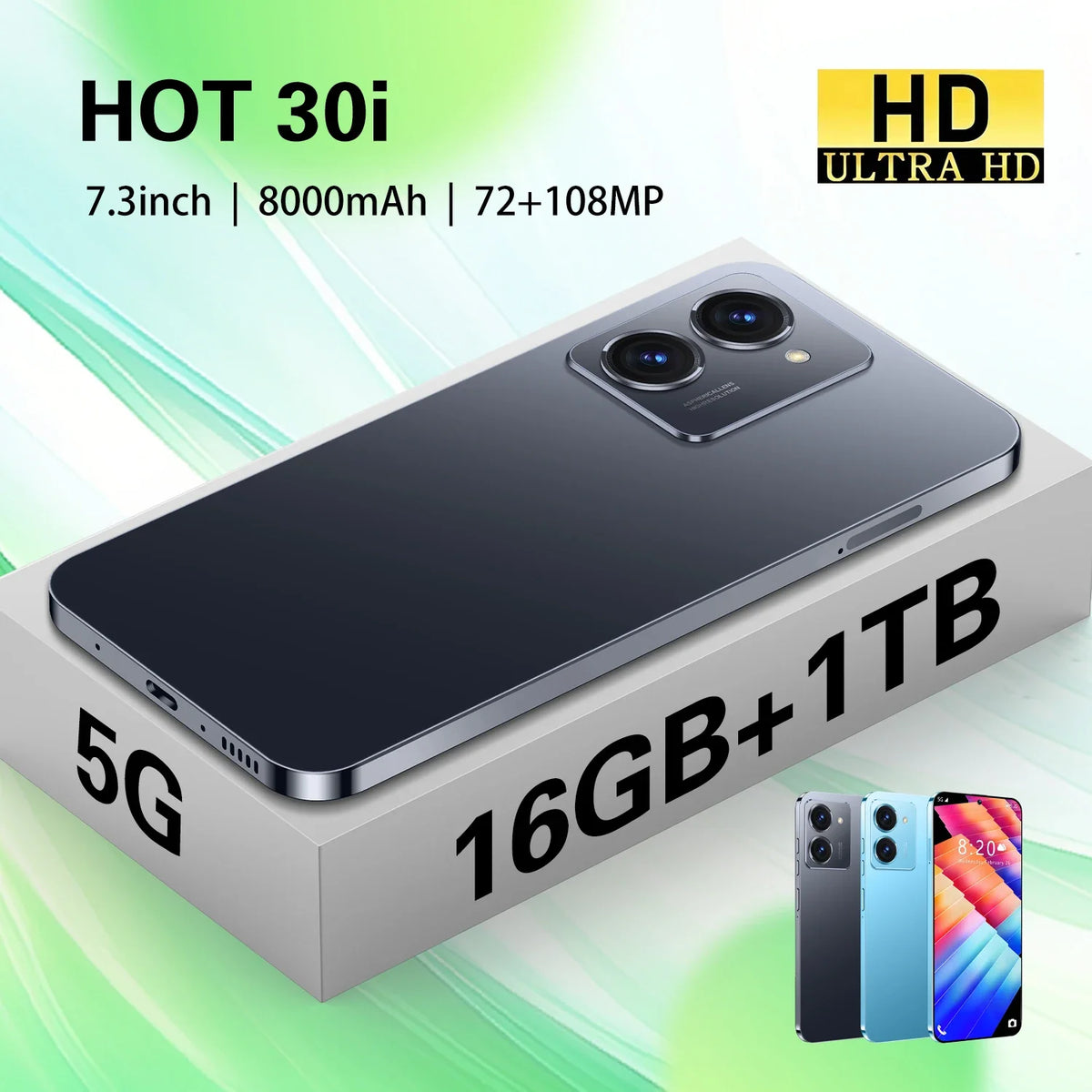 New Design Smartphone 7.2 Inch with Large Memory Smartphone Mobile Phone with 4G/5G Dual Sim Card