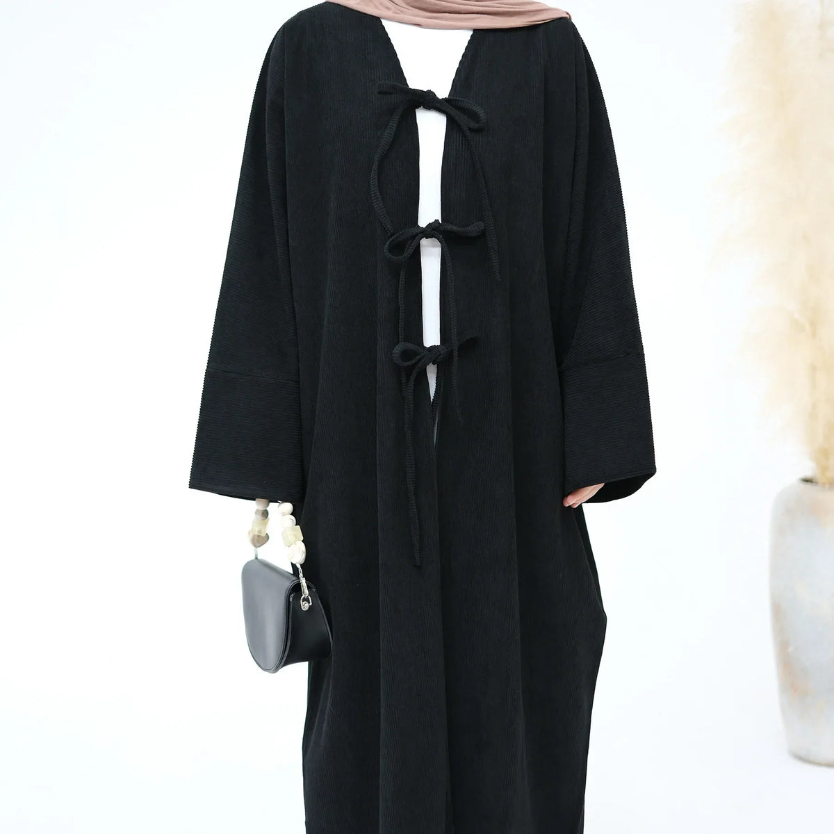 2024 Arabic Women Corduroy Abaya Dress Ramadan Eid Dubai Modest Cardigan Islamic Party Robe Fashion Turkey Winter Solid Coat