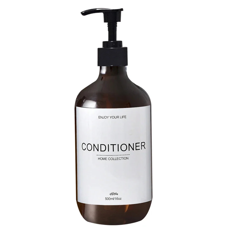 500ml Shampoo Body Wash Conditioner Dispenser Bottle Bathroom Waterproof Pre-Labeled Refillable Shampoo Bottle Soap Container