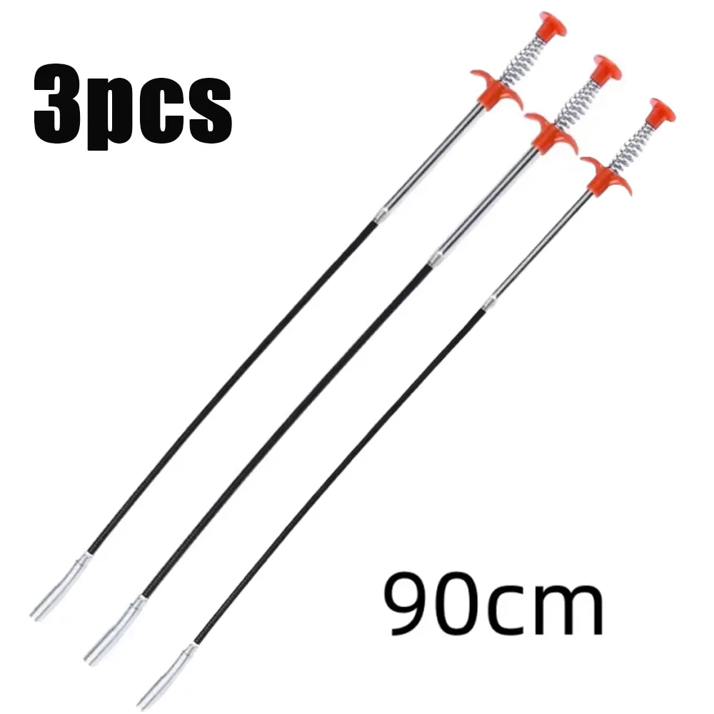 90/160cm Multifunctional Pipe Dredging Tool Bendable Drain Auger Sewer Hair Cleaning Claw Spring Loaded Grabber Pickup Pipe Tool