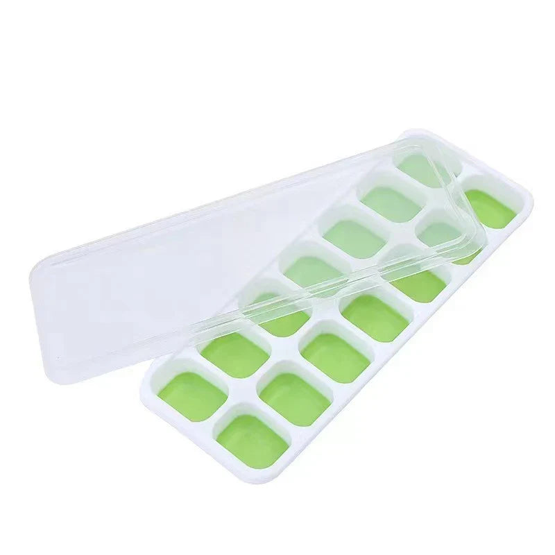 14 Grid Silicone Ice Cube Tray with Non-Spill Lid Stackable Ice Cube Mold Ice Cube Maker Square Ice Cube Tray Ice Blocks Maker