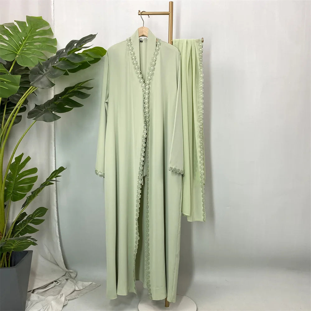 Abaya Women Eid Hijab Lace Dress Jalabiya Ramadan Party Dresses Muslim Morocco Cardigan Robe Dubai Abayas Kaftan Khimar Vestidos