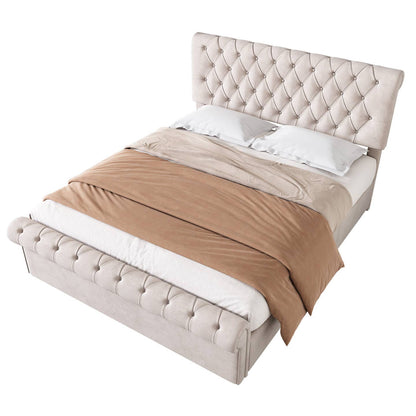 Wholesale Luxury Velvet King Size Bed Frame with Underbed Storage