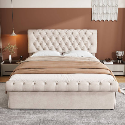 Wholesale Luxury Velvet King Size Bed Frame with Underbed Storage