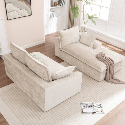 Wholesale Ivory Chenille L‑Shaped Modular Sectional Compressed Sofa