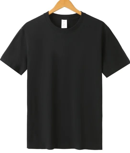 Blank Drop Shoulder Rib O-neck Oversized T-shirt for Men Men's Heavy Cotton t Shirt High Quality Custom LOGO Desgin