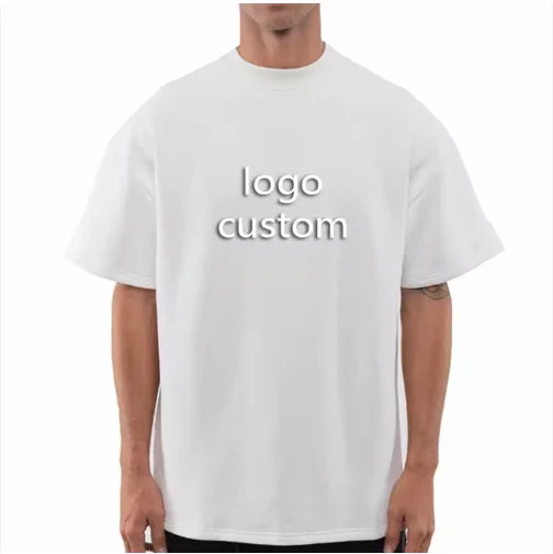 Blank Drop Shoulder Rib O-neck Oversized T-shirt for Men Men's Heavy Cotton t Shirt High Quality Custom LOGO Desgin
