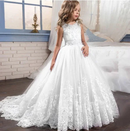 MQATZ Luxury Kids Evening Ball Gown Princess Sleeveless Solid Pattern Long for Birthday Party Prom Wholesale for Children LP-231