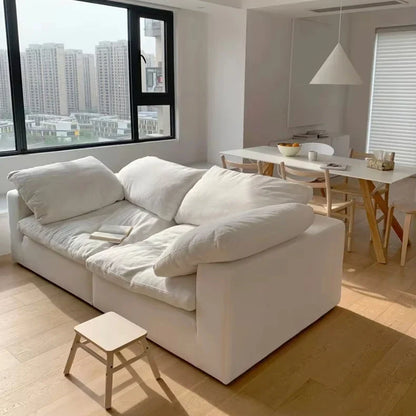 Cream Wind Cloud Sofa Set Modern Household Fabric Compressed Sofa Set 7 Seater Compression Sofa