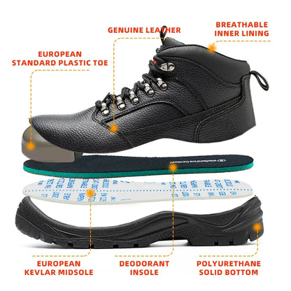 Men's Work Safety Boots Steel Toe, Microfiber Upper EVA Sole, Lightweight Breathable Durable Protective Footwear for Men