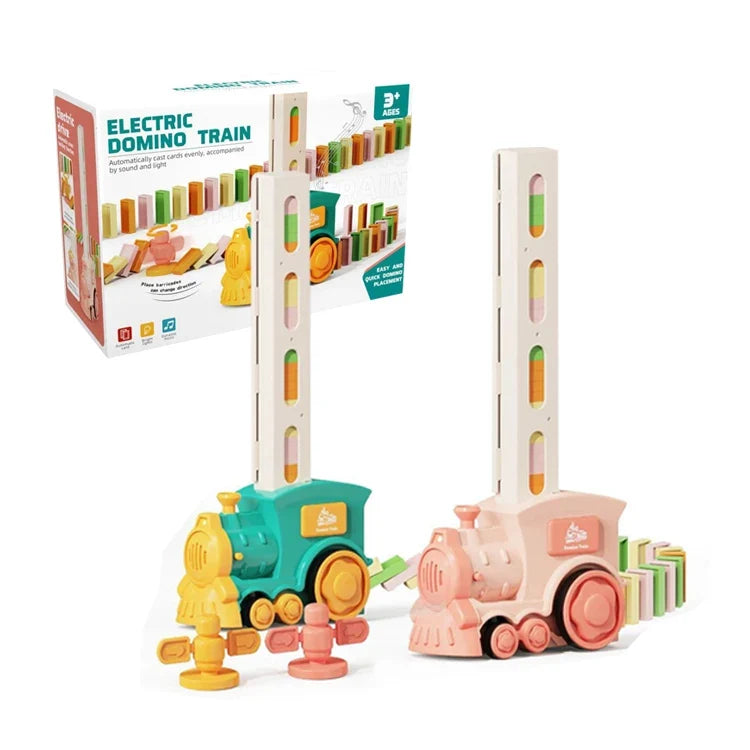 LEZA BABY Kids Automatic Laying Domino Train Electric Car Dominoes Set Brick Blocks Kits Games Educational Toys Children DIY