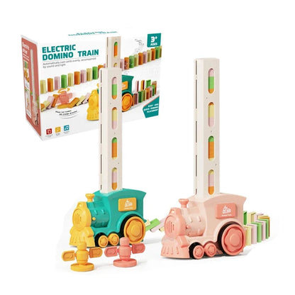 LEZA BABY Kids Automatic Laying Domino Train Electric Car Dominoes Set Brick Blocks Kits Games Educational Toys Children DIY
