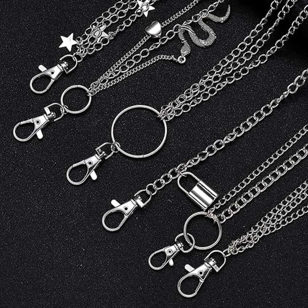 Edgy Pants Chains W/ Butterfly-Star-Snake Charms for Men Women - Hip Hop Punk Goth Belt Loop Jeans Accessories