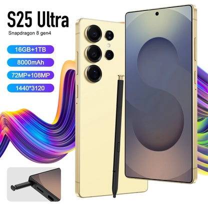 New Global Version S25 Ultra Full-Screen 4G 7.3-Inch Smartphone HD Resolution LTE Cellular OctaCore CPU Waterproof