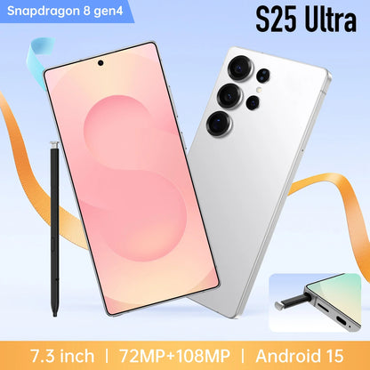 New Global Version S25 Ultra Full-Screen 4G 7.3-Inch Smartphone HD Resolution LTE Cellular OctaCore CPU Waterproof