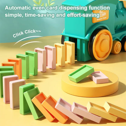 LEZA BABY Kids Automatic Laying Domino Train Electric Car Dominoes Set Brick Blocks Kits Games Educational Toys Children DIY