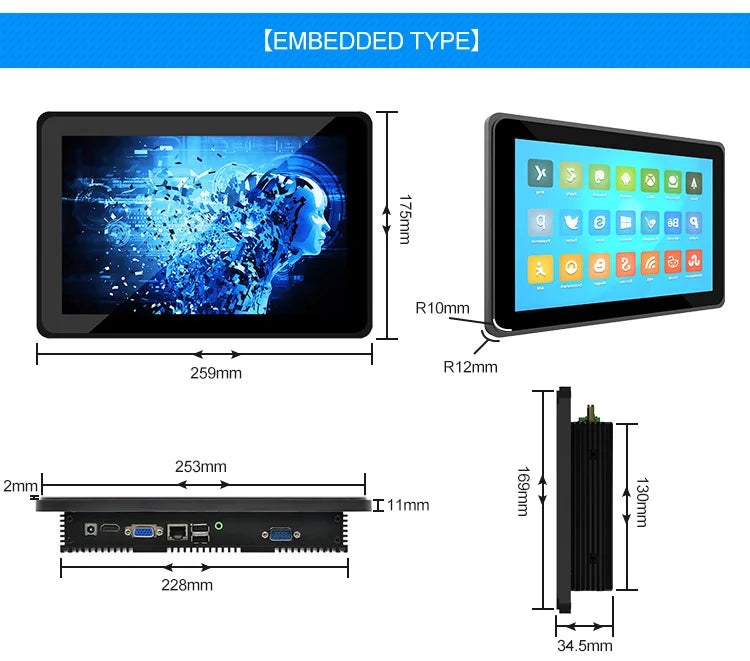 Industrial Tablet 4G+128G All in One Desktop Computer Mini Pc Black LCD EMMC High Performance Capacitive Touch Screen Linux 4GB