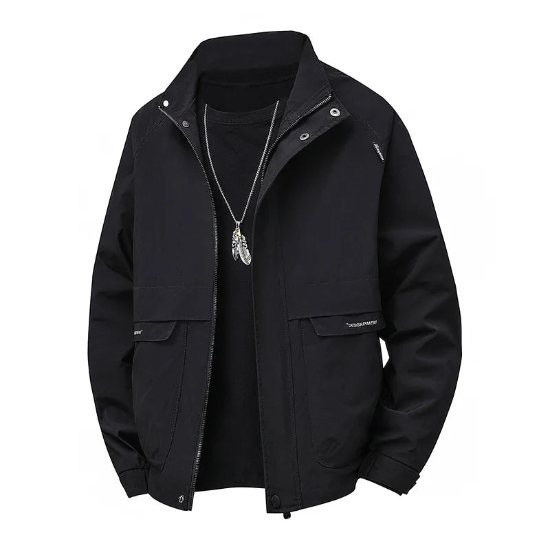 Men's Stand Collar Work Jacket Slightly Loose Waterproof Windproof Jacket Youth Work Jacket Men