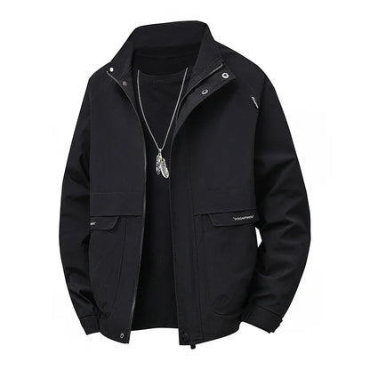 Men's Stand Collar Work Jacket Slightly Loose Waterproof Windproof Jacket Youth Work Jacket Men