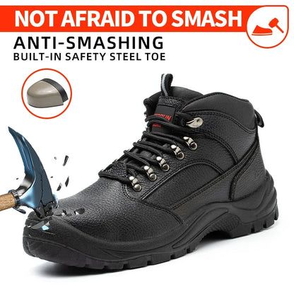 Men's Work Safety Boots Steel Toe, Microfiber Upper EVA Sole, Lightweight Breathable Durable Protective Footwear for Men