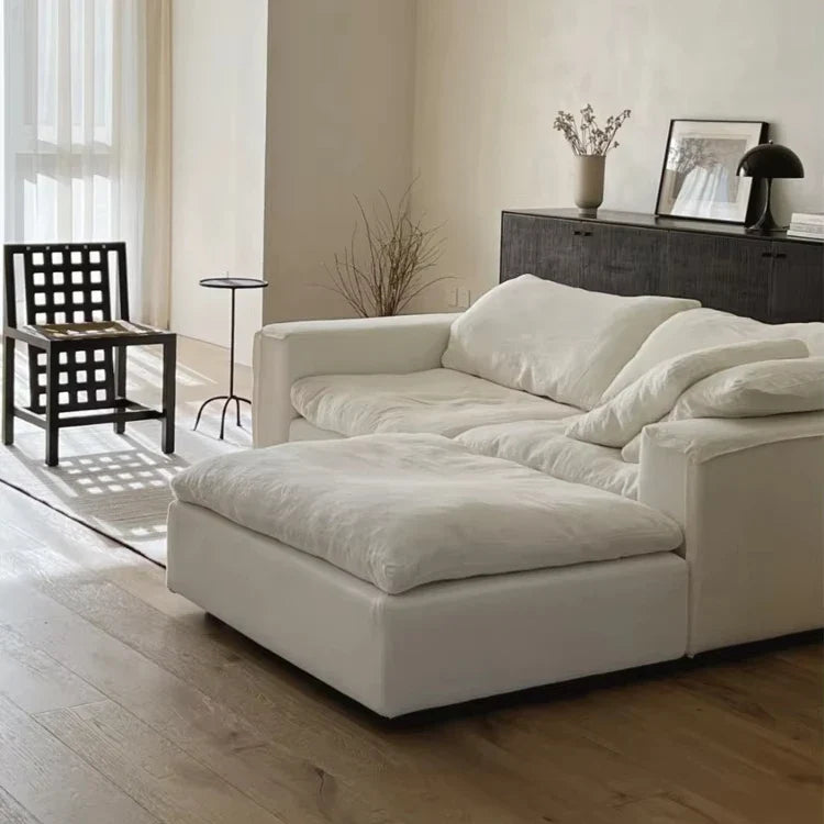 Cream Wind Cloud Sofa Set Modern Household Fabric Compressed Sofa Set 7 Seater Compression Sofa