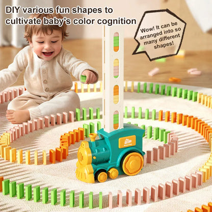 LEZA BABY Kids Automatic Laying Domino Train Electric Car Dominoes Set Brick Blocks Kits Games Educational Toys Children DIY