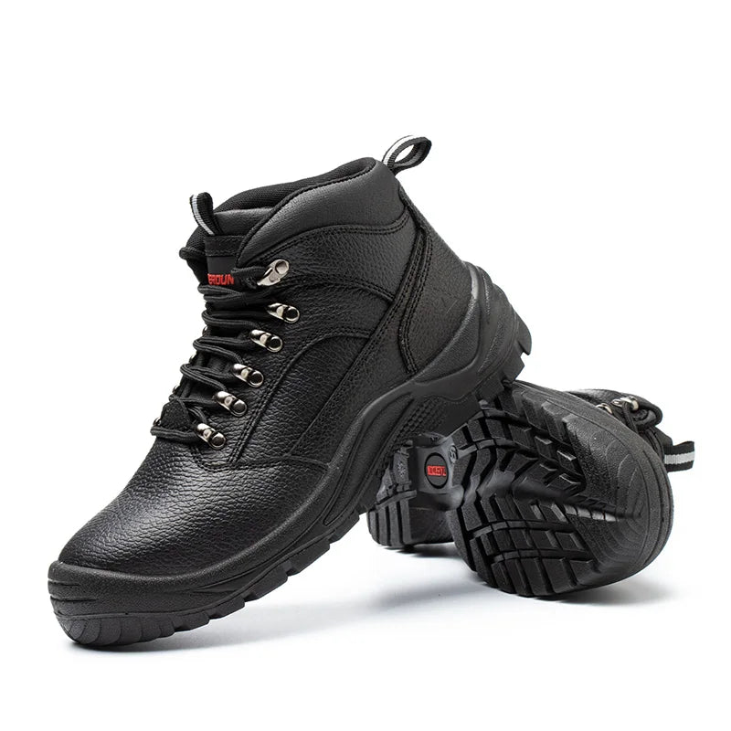 Men's Work Safety Boots Steel Toe, Microfiber Upper EVA Sole, Lightweight Breathable Durable Protective Footwear for Men