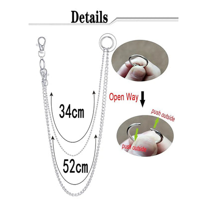 Edgy Pants Chains W/ Butterfly-Star-Snake Charms for Men Women - Hip Hop Punk Goth Belt Loop Jeans Accessories