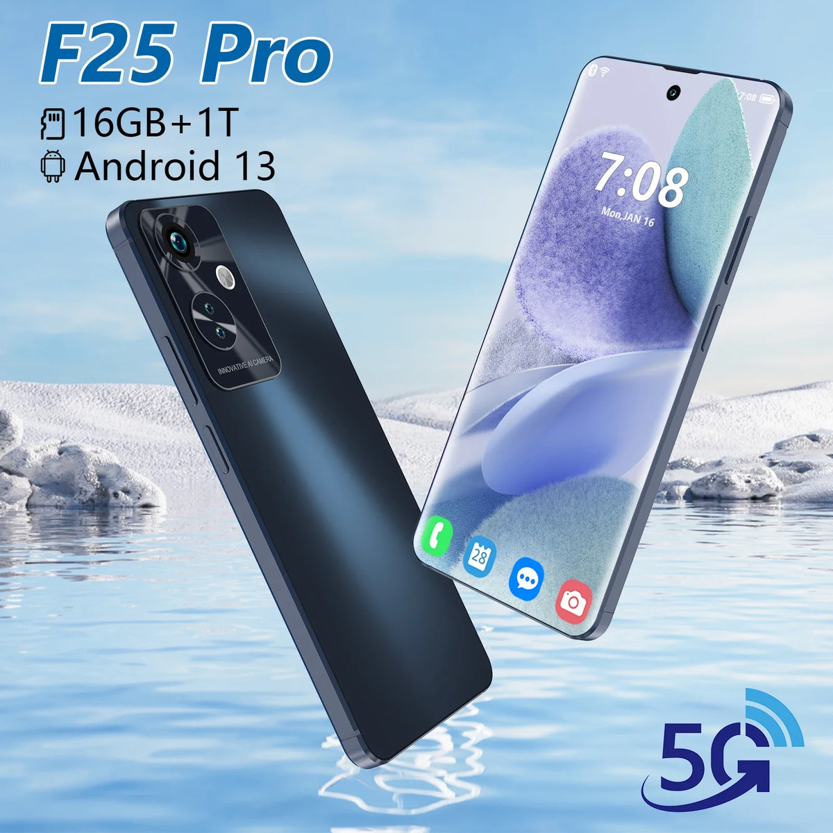 F25 PRO 5G Android 13.0 Smartphone 16G+1TB Mobilephone 7.3 Inch P50 Pro Mobile Phones
