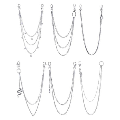 Edgy Pants Chains W/ Butterfly-Star-Snake Charms for Men Women - Hip Hop Punk Goth Belt Loop Jeans Accessories