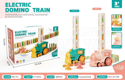 LEZA BABY Kids Automatic Laying Domino Train Electric Car Dominoes Set Brick Blocks Kits Games Educational Toys Children DIY