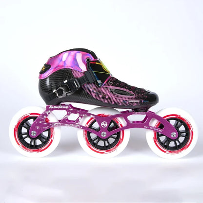 Professional Carbon Fiber Speed Skating Shoes for Boys 4-Wheel 100mm/90mm Roller Inline Skates with Aluminum Chassis PU Material