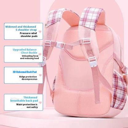 Wholesale Cute Bow Cartoon Backpack Large Capacity Relief Schoolbag Primary School Students Women Waterproof Zipper Children