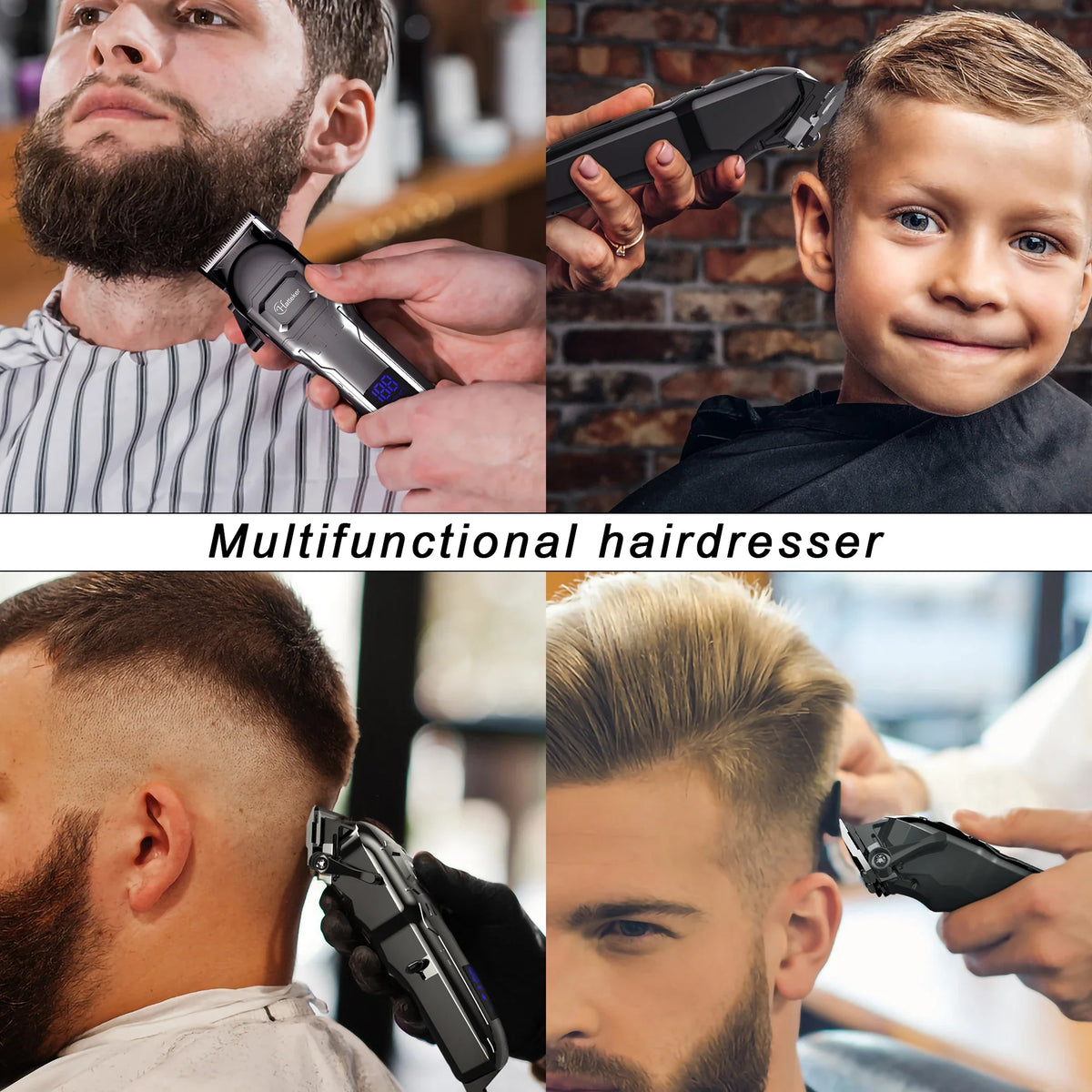 Hatteker Cordless Professional Men's Electric Hair Clippers Beard Trimmer Set Facial Grooming Set for Men