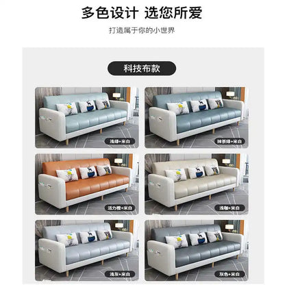 Modern Dual-Use Fabric Latex Sofa Bed Small House Foldable Three-Person Living Room Furniture for Simple Modern House