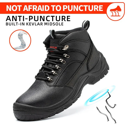 Men's Work Safety Boots Steel Toe, Microfiber Upper EVA Sole, Lightweight Breathable Durable Protective Footwear for Men