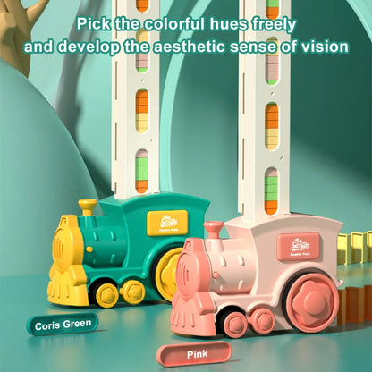 LEZA BABY Kids Automatic Laying Domino Train Electric Car Dominoes Set Brick Blocks Kits Games Educational Toys Children DIY