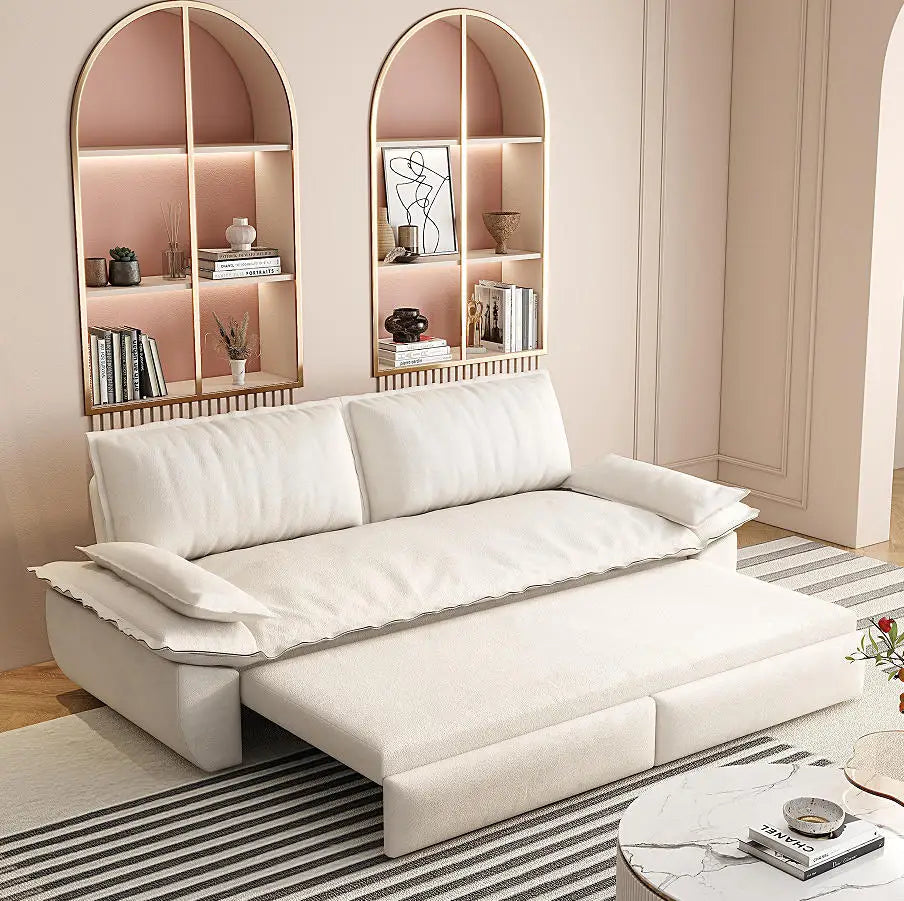 3-in-1 Convertible Reclining Foldable Modern Sleeper Sofa Multi-Functional Velvet Loveseat Bed