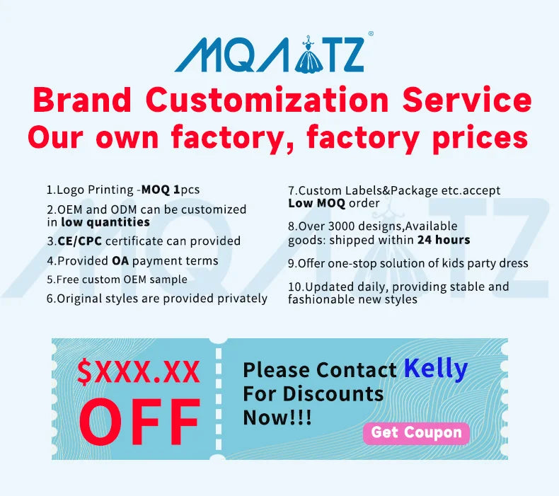 MQATZ Luxury Kids Evening Ball Gown Princess Sleeveless Solid Pattern Long for Birthday Party Prom Wholesale for Children LP-231