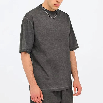 Custom Men's Hot Sell Summer 100% Cotton 230gsm Vintage T Shirt High Weight Street Style Short Sleeves for Men