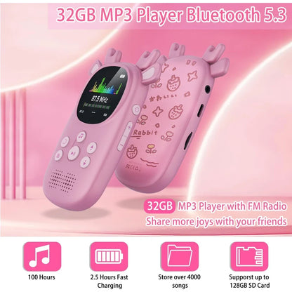 Portable for 5.3 MP3 Music Player FM Radio Voice Recorder Custom Logo Factory Direct Children Supports FLAC/APE Plastic 20