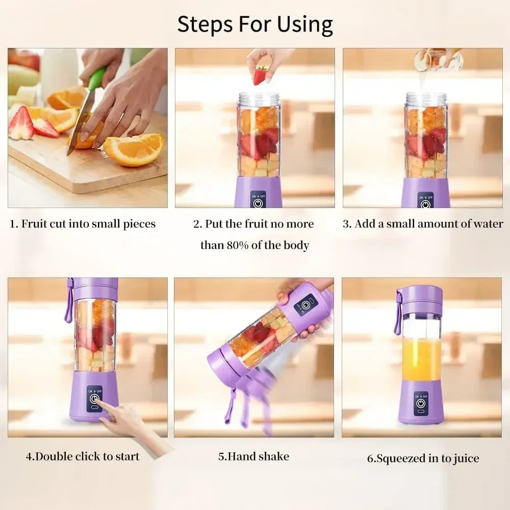 Portable Mini Electric Juicer USB Charging Smoothie Milkshake Maker Automatic Fresh Squeezer Lemon Kitchen Blender Fruit Cup