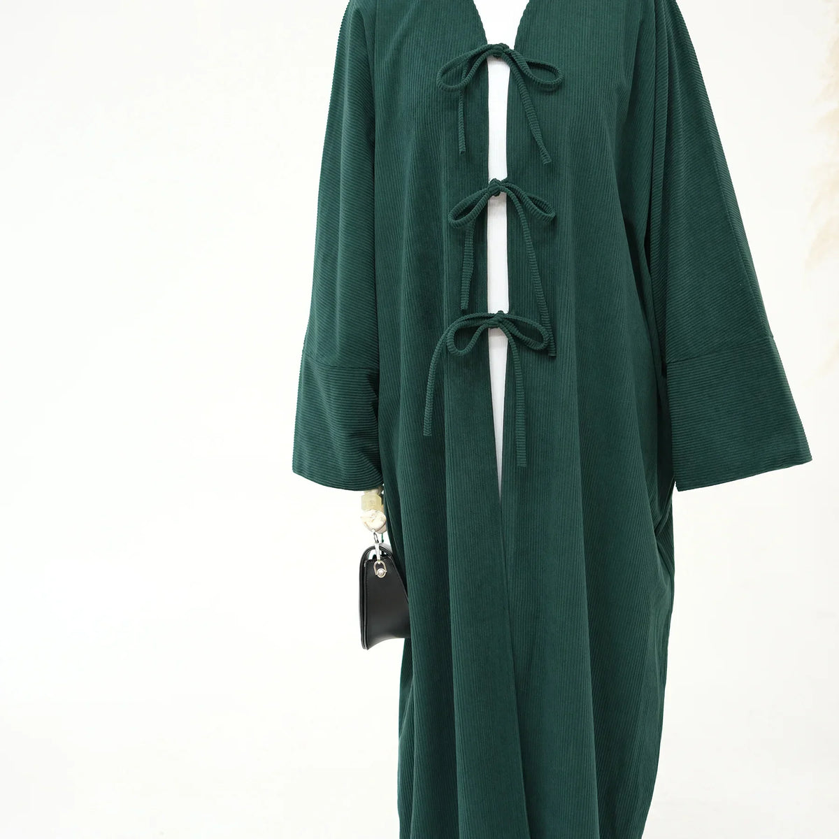 2024 Arabic Women  Corduroy Abaya Dress Ramadan Eid Dubai Modest Cardigan Islamic Party Robe Fashion Turkey Winter Solid Coat