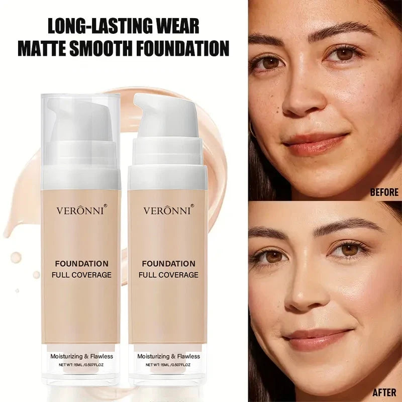 Full Coverage Foundation Bottles - Buildable Full Coverage Liquid Makeup for Custom Skin Tone Mixing & Daily Wear, Oil Control