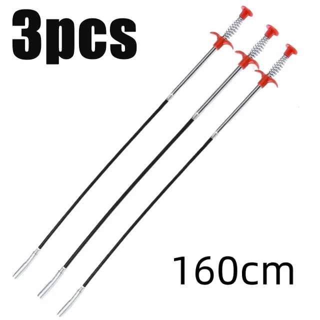 90/160cm Multifunctional Pipe Dredging Tool Bendable Drain Auger Sewer Hair Cleaning Claw Spring Loaded Grabber Pickup Pipe Tool