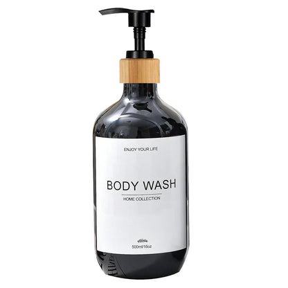 500ml Shampoo Body Wash Conditioner Dispenser Bottle Bathroom Waterproof Pre-Labeled Refillable Shampoo Bottle Soap Container