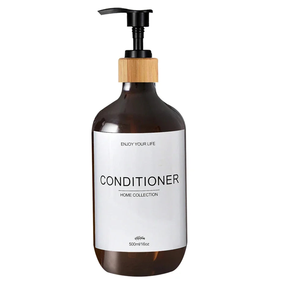 500ml Shampoo Body Wash Conditioner Dispenser Bottle Bathroom Waterproof Pre-Labeled Refillable Shampoo Bottle Soap Container