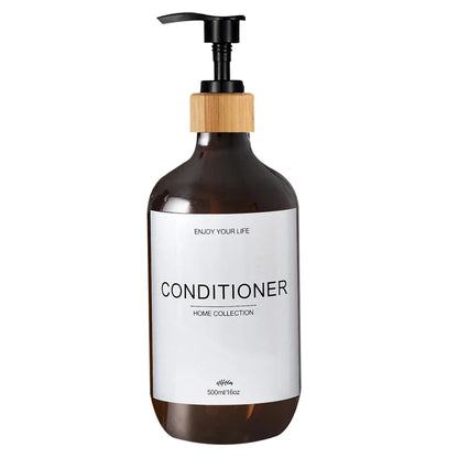 500ml Shampoo Body Wash Conditioner Dispenser Bottle Bathroom Waterproof Pre-Labeled Refillable Shampoo Bottle Soap Container